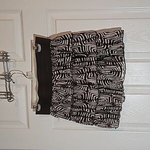 Heart Soul Brown Cream Elastic Waist Tribal Print Ruffle Skirt Size M